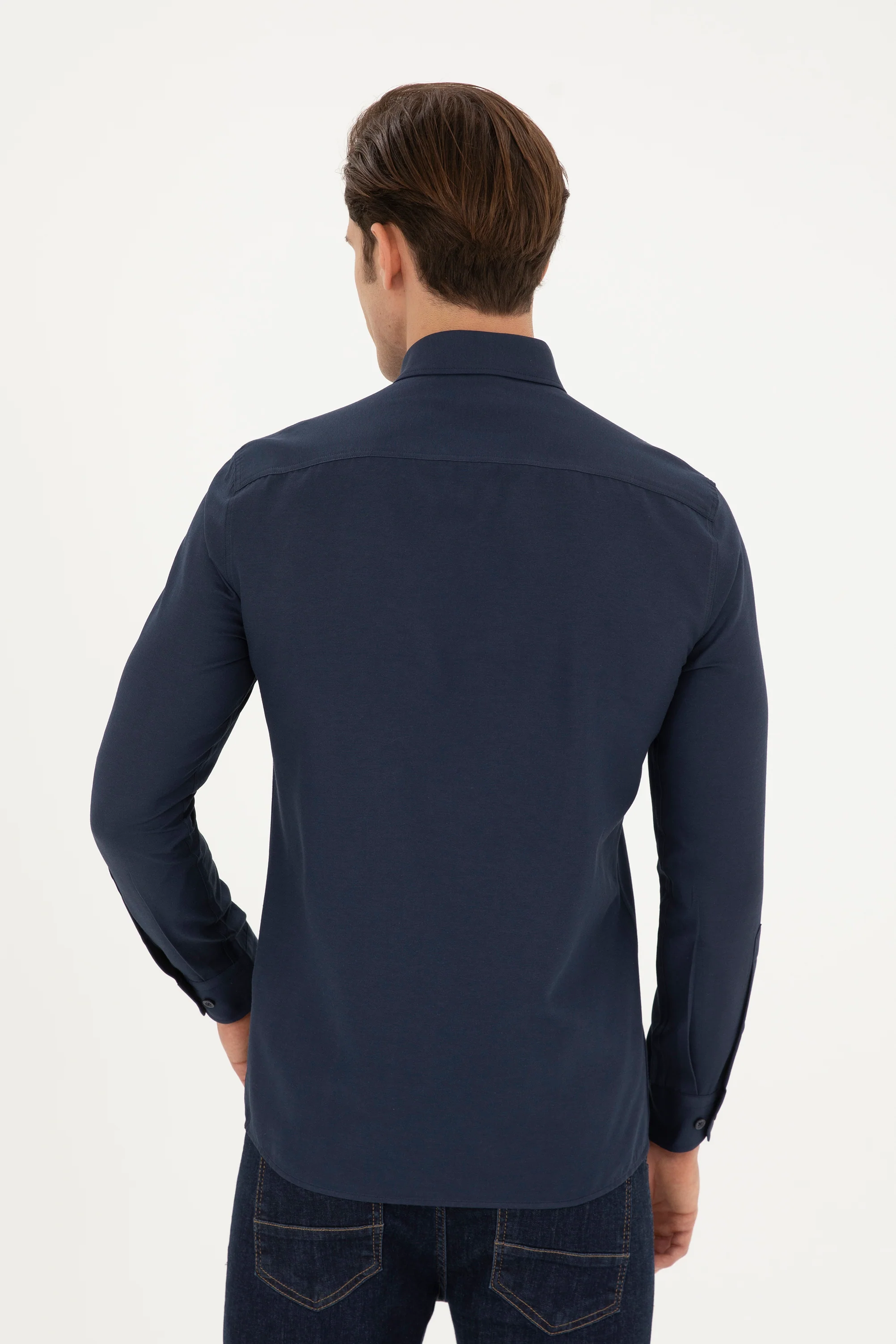 Mens Basic Shirt Navy Blue - Image 2