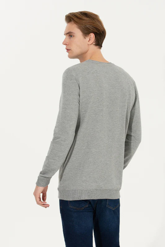 Mens Sweatshirt Grey Melange - Image 2