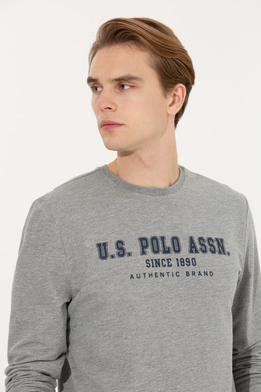 Mens Sweatshirt Grey Melange - Image 3