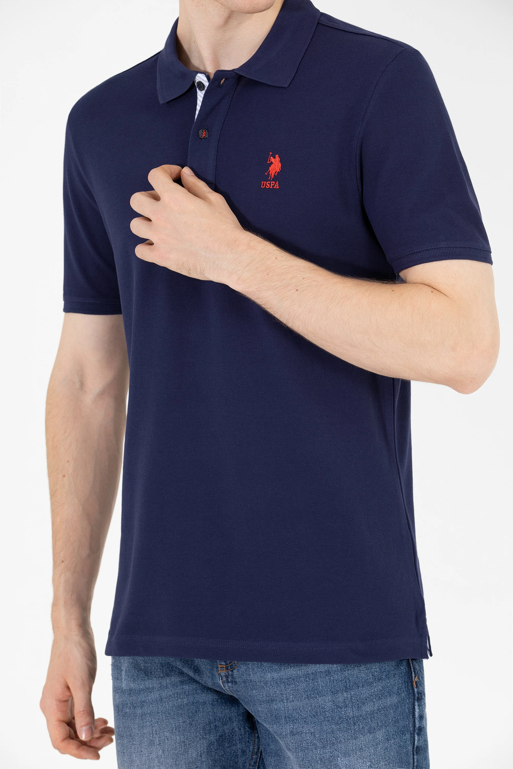 Mens Basic Polo Shirt Navy Blue - Image 4
