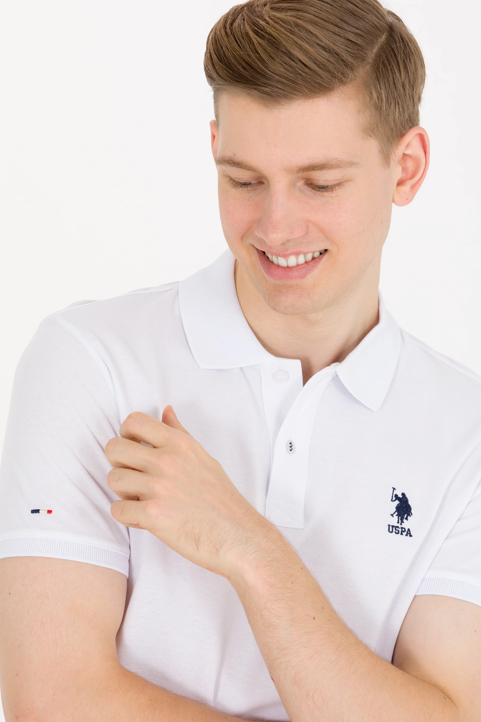 Mens Basic Polo Shirt White - Image 4