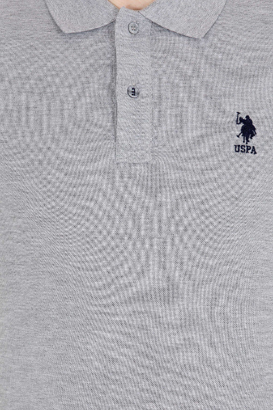 Mens Basic Polo Shirt Grey Melange - Image 4