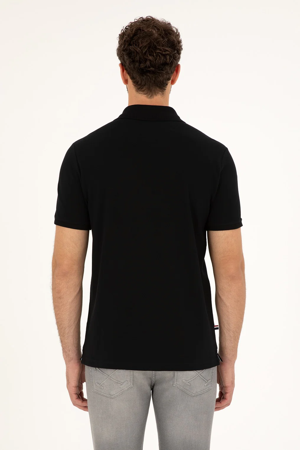 Mens Basic Polo Shirt Black - Image 2