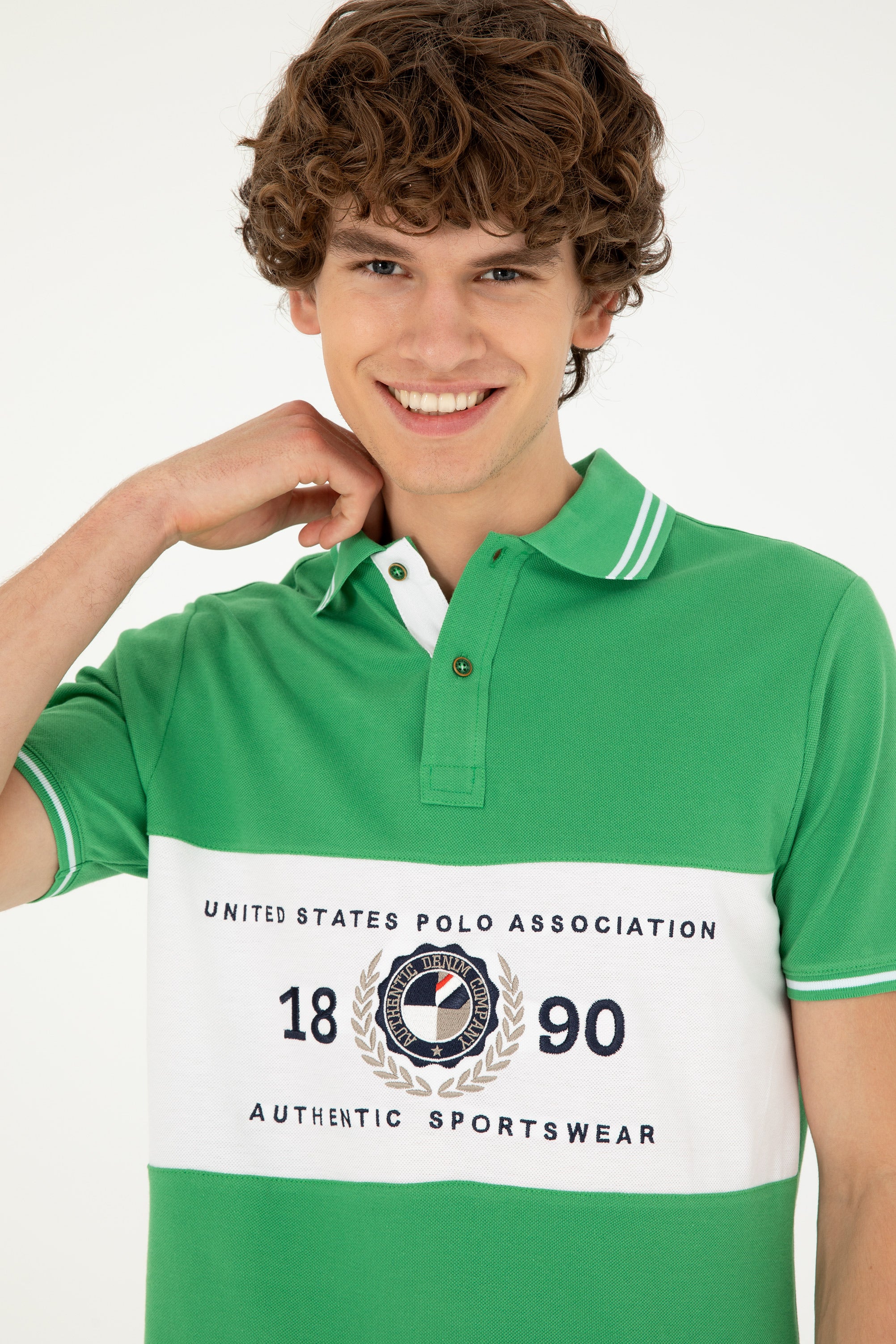 Mens Polo Shirt Green - Image 4