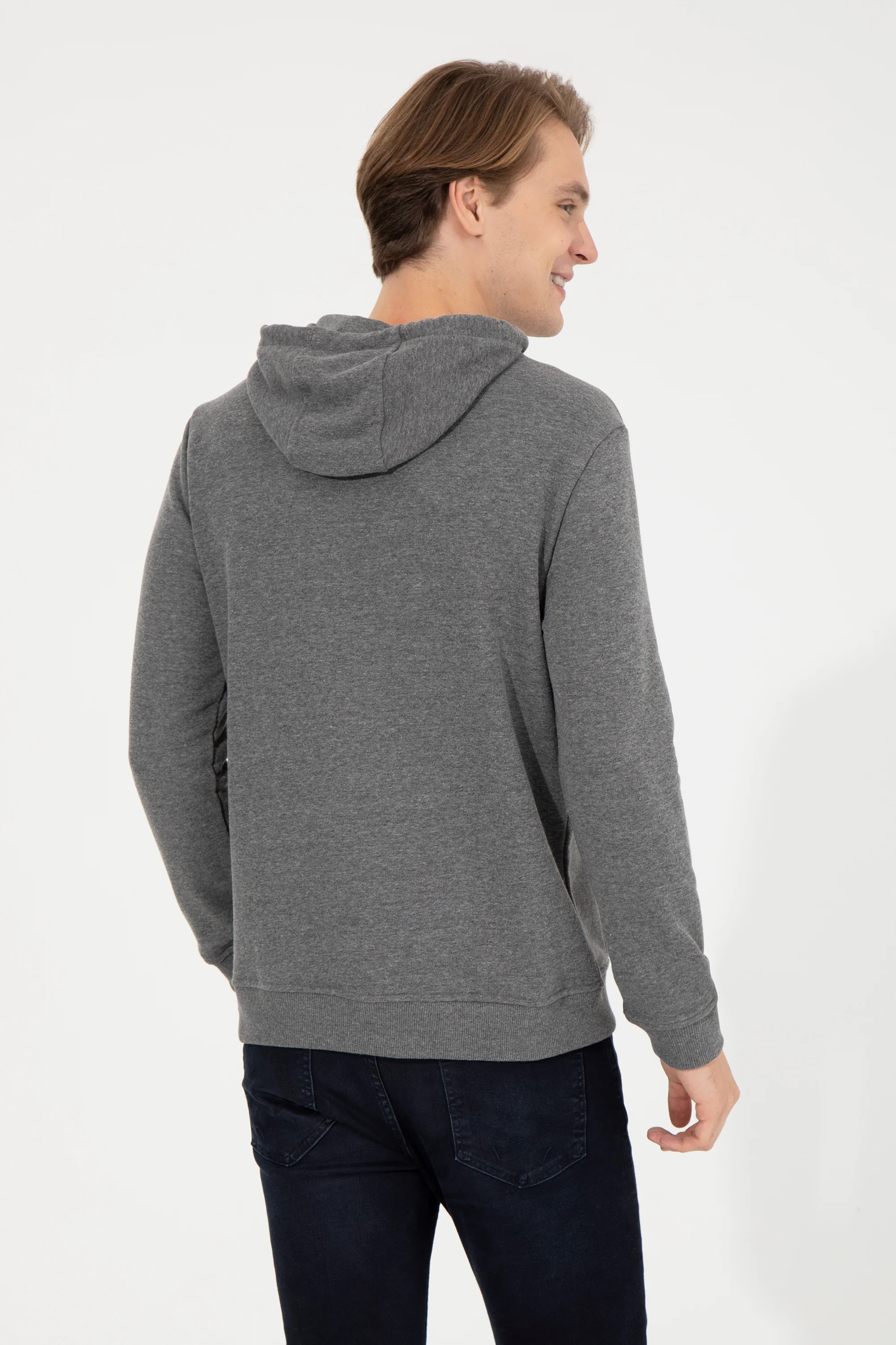 Mens Basic Hoodie Anthracite Melange - Image 2