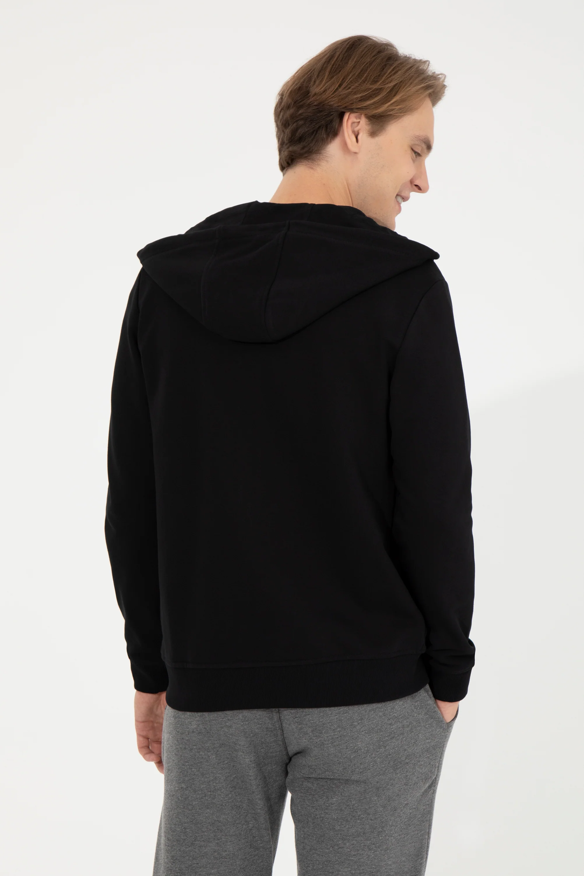 Mens Basic Hoodie Black - Image 2
