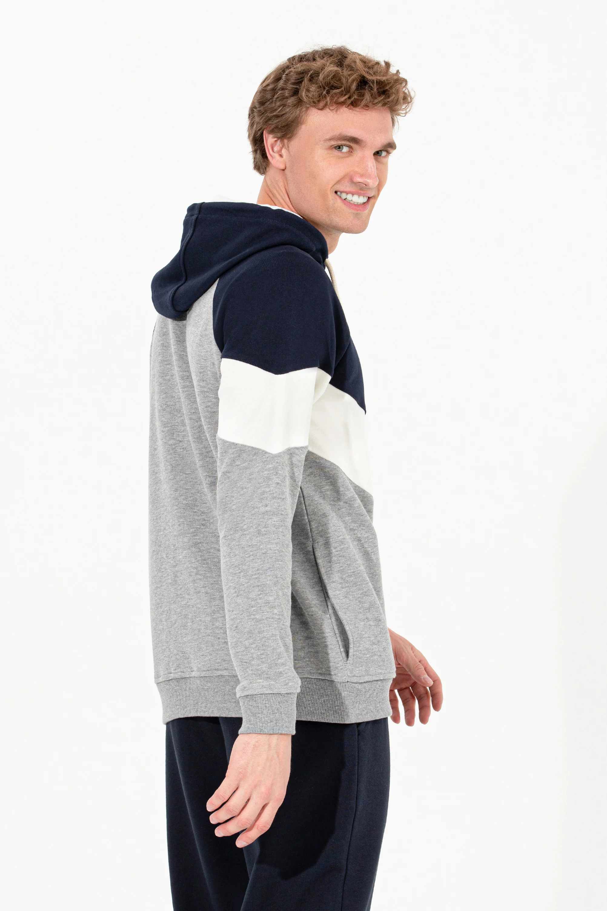 Mens Hoodie Grey Melange - Image 2