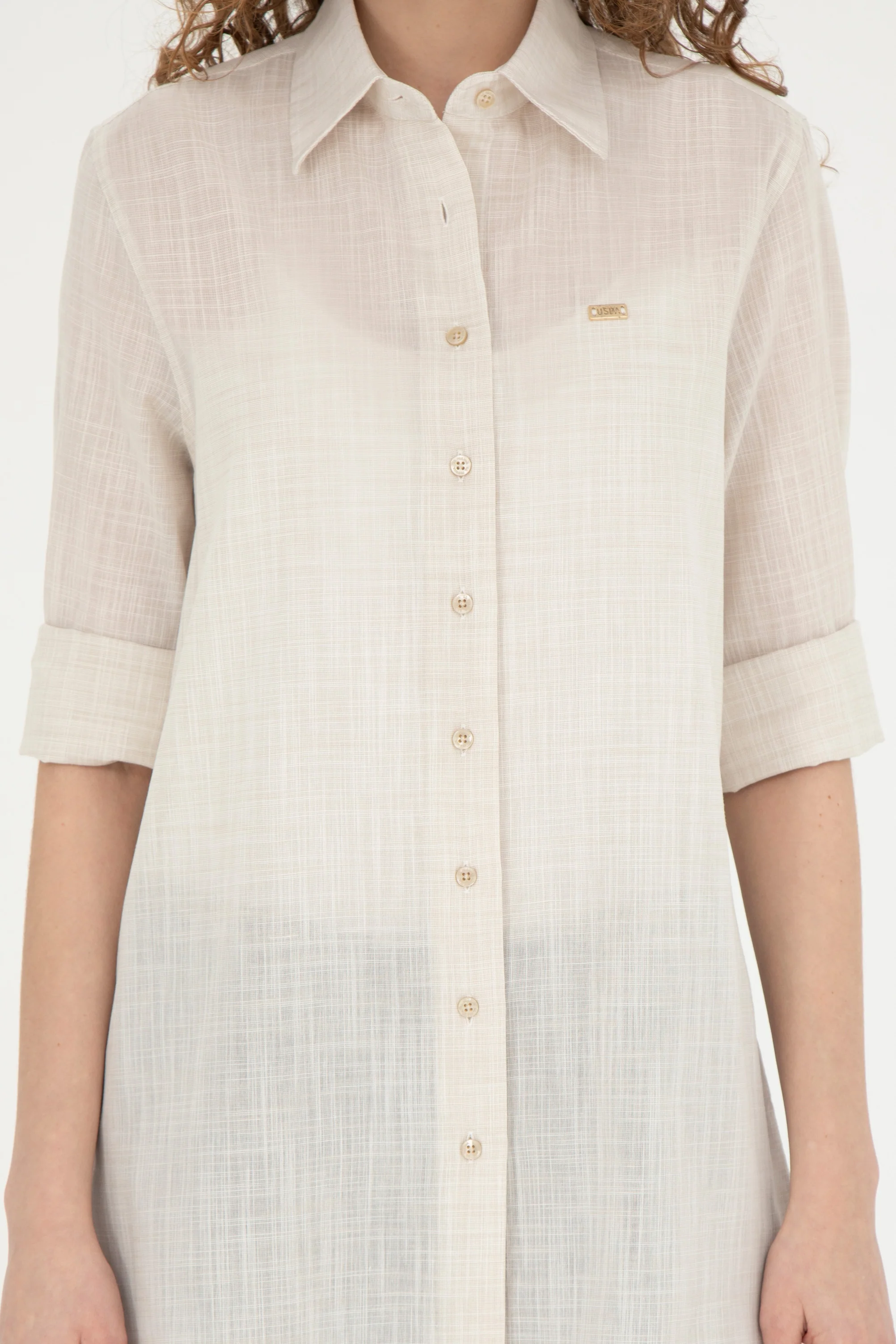 Womens Ladies Shirt Light Khaki - Image 3
