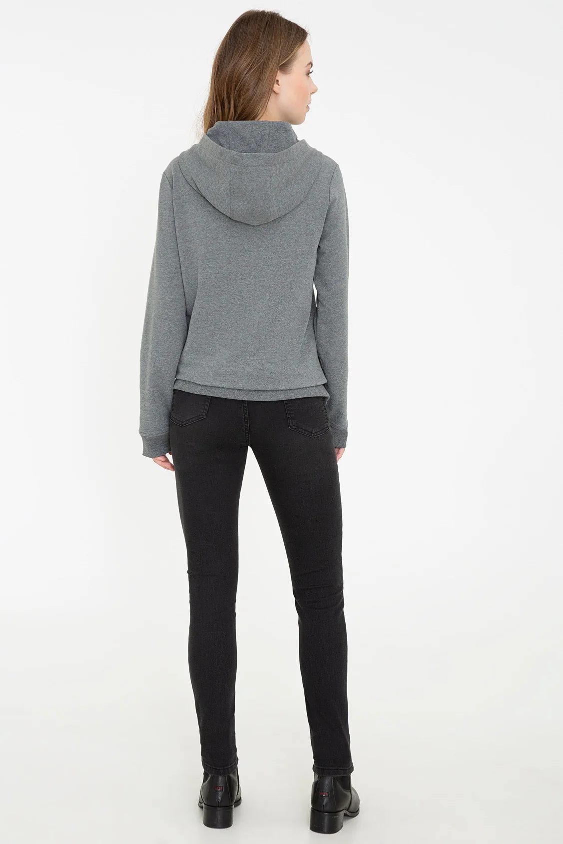 Womens Ladies Jeans Dark Grey - Image 2