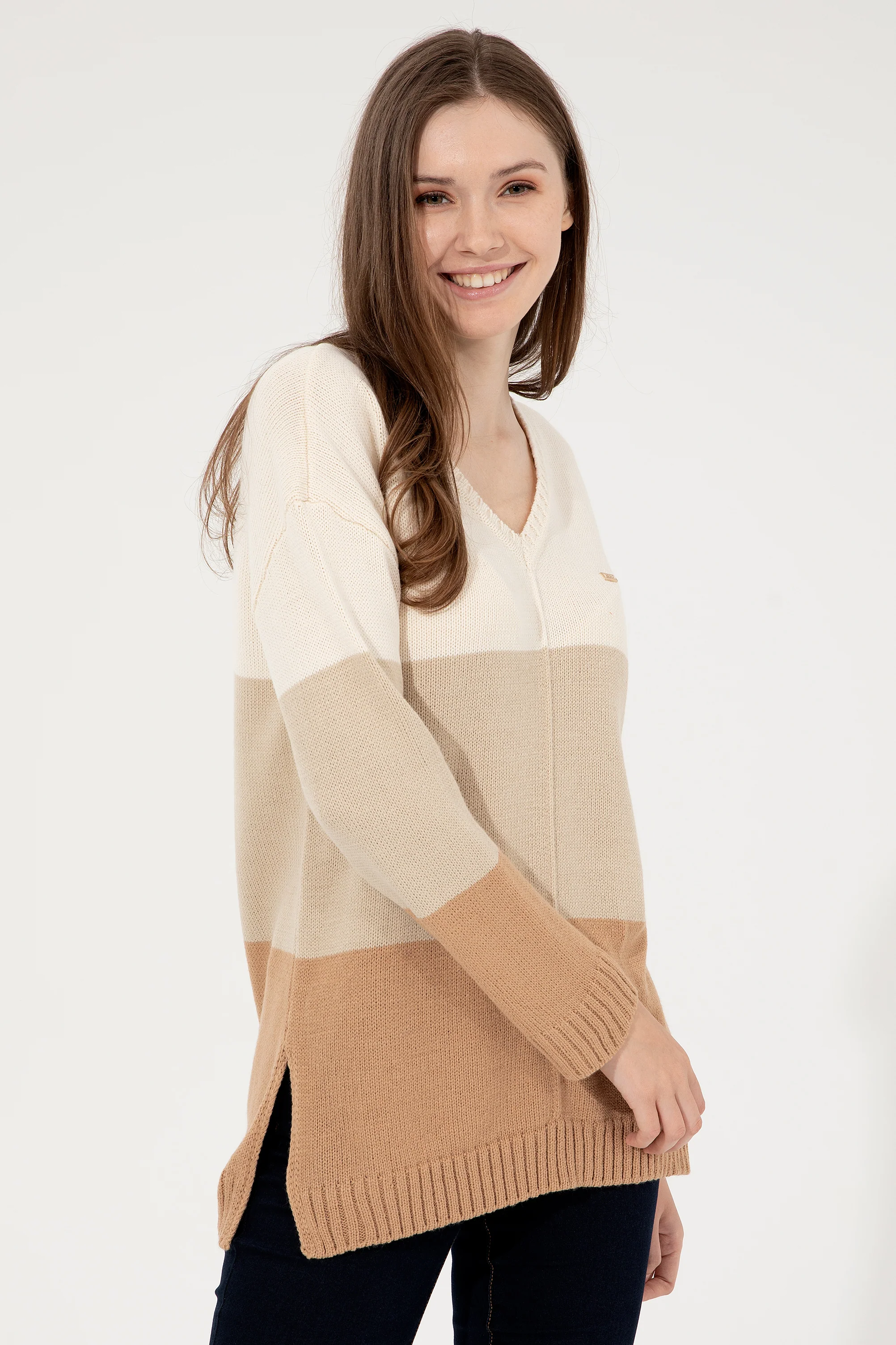 Womens Knitwear Stone Melange - Image 3