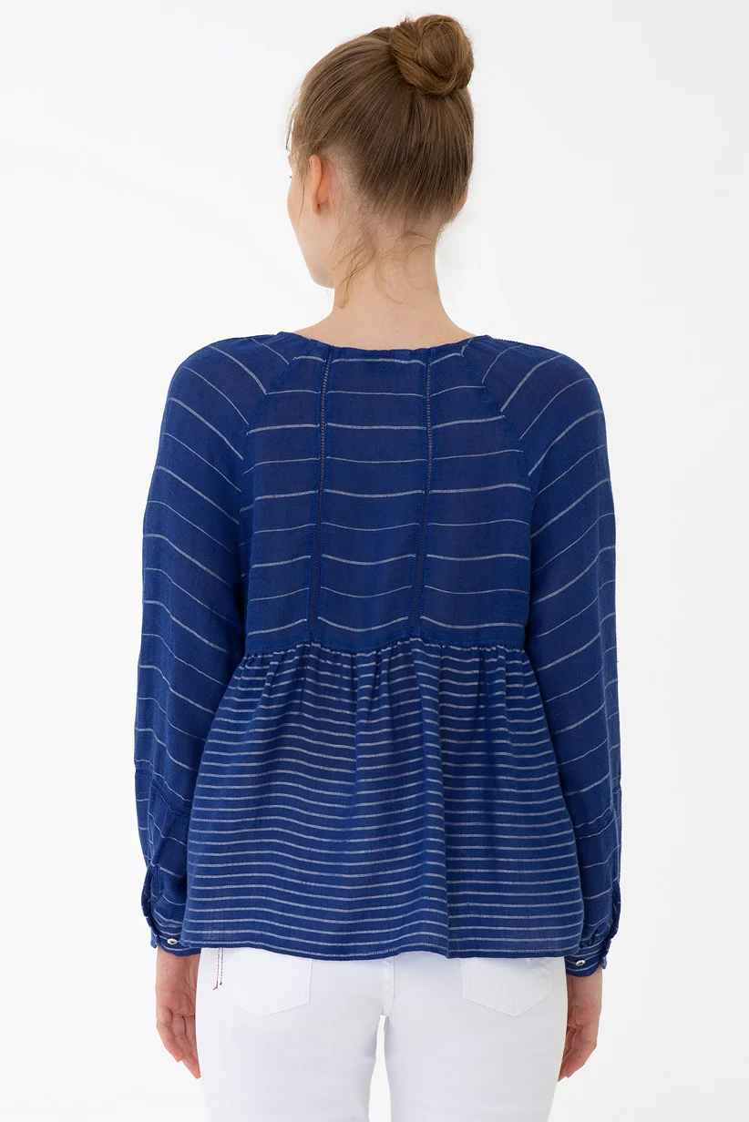 Womens Ladies Shirt Navy Blue - Image 2