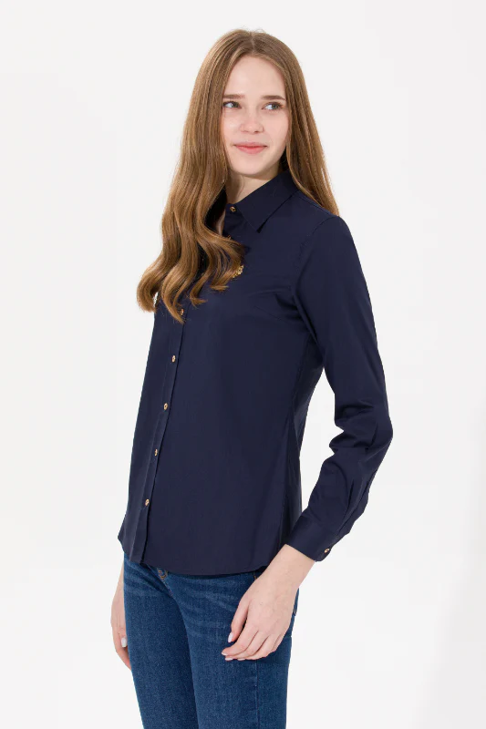 Womens Basic Shirt Navy Blue - Image 3