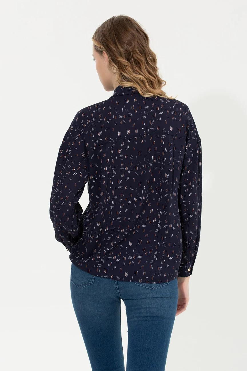 Womens Ladies Shirt Navy Blue - Image 2