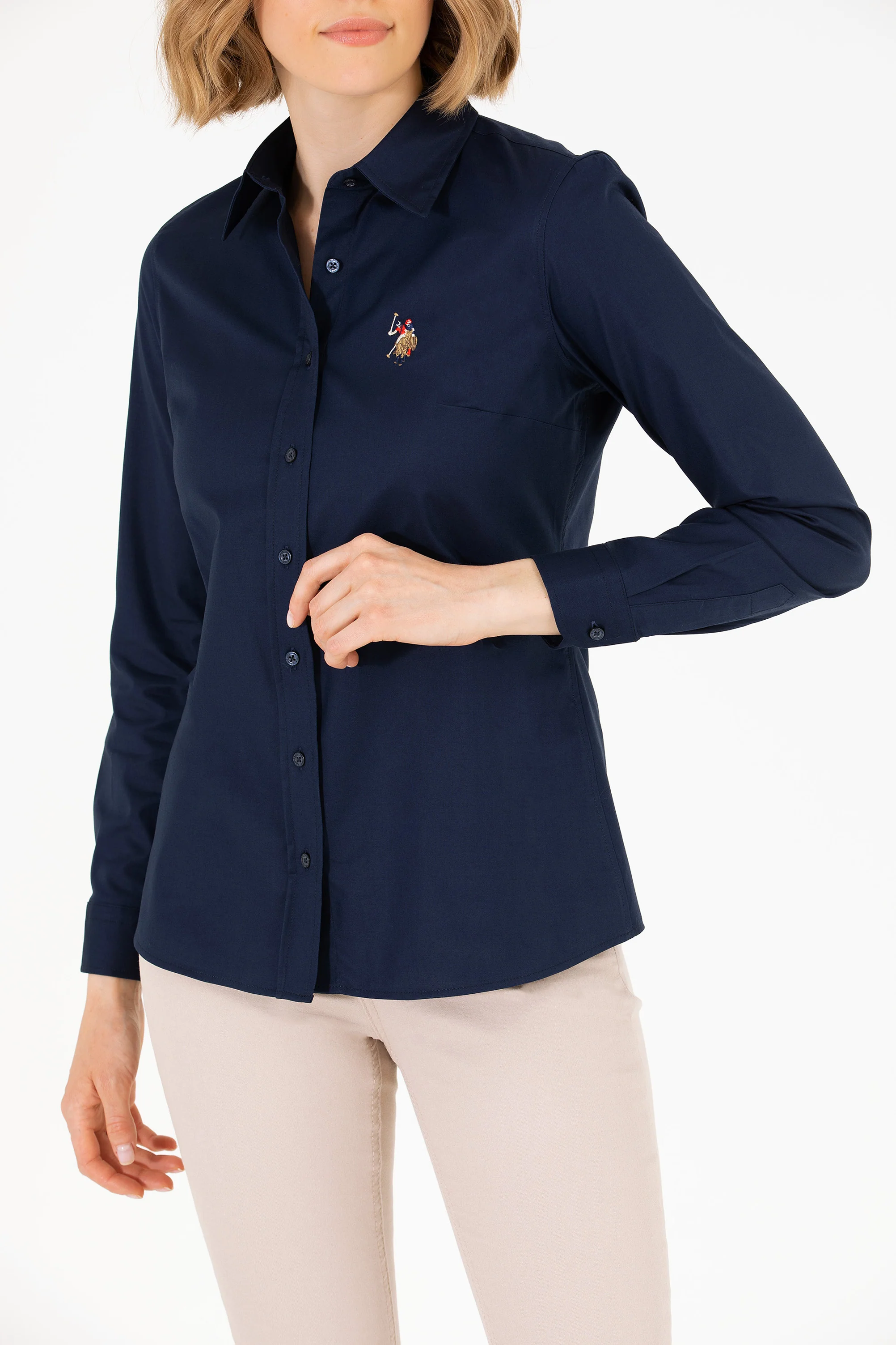 Womens Basic Shirt Navy Blue - Image 4