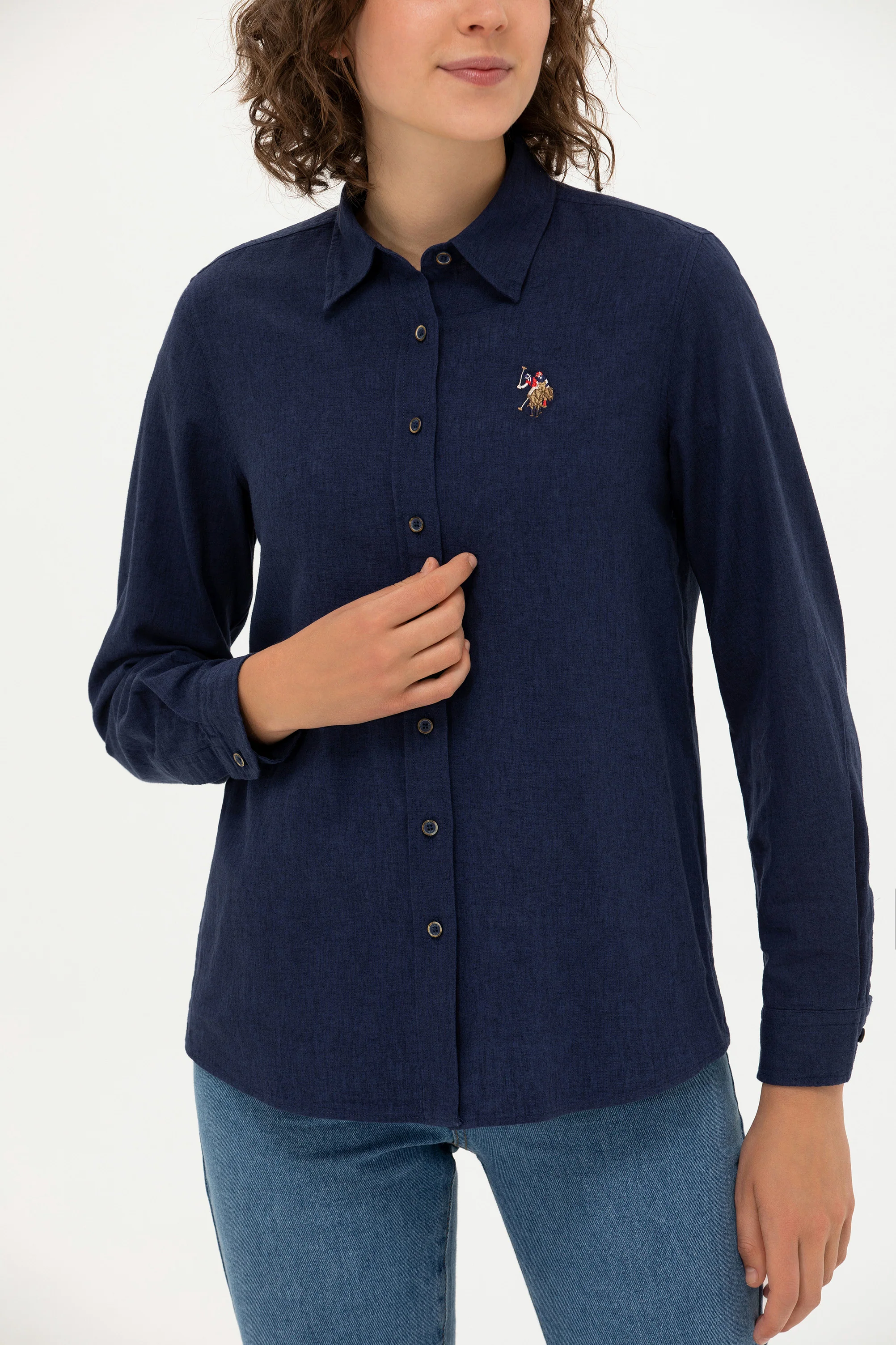 Womens Basic Shirt Navy Blue - Image 4