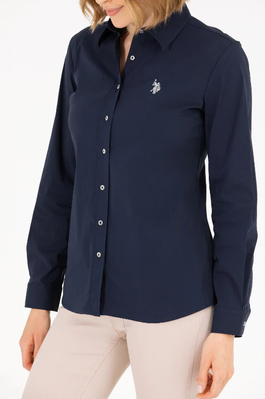 Womens Basic Shirt Navy Blue - Image 4