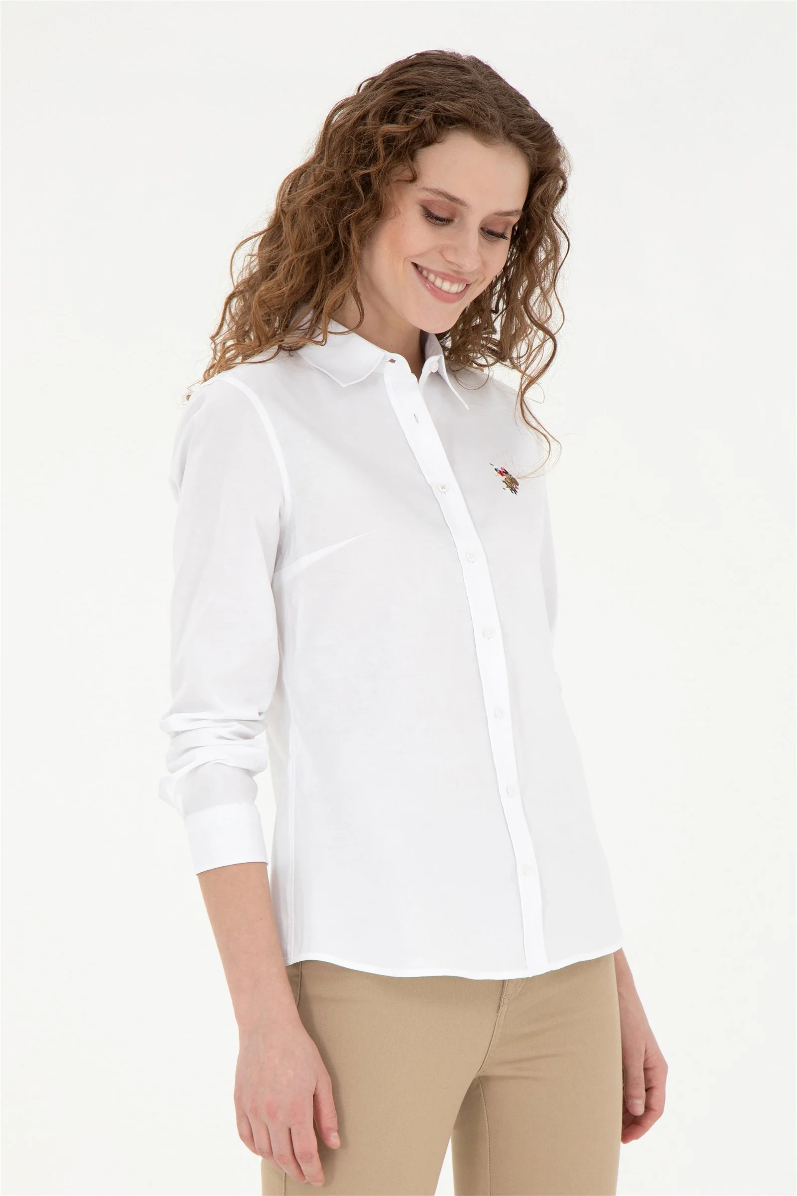 Womens Ladies Basic Shirt White