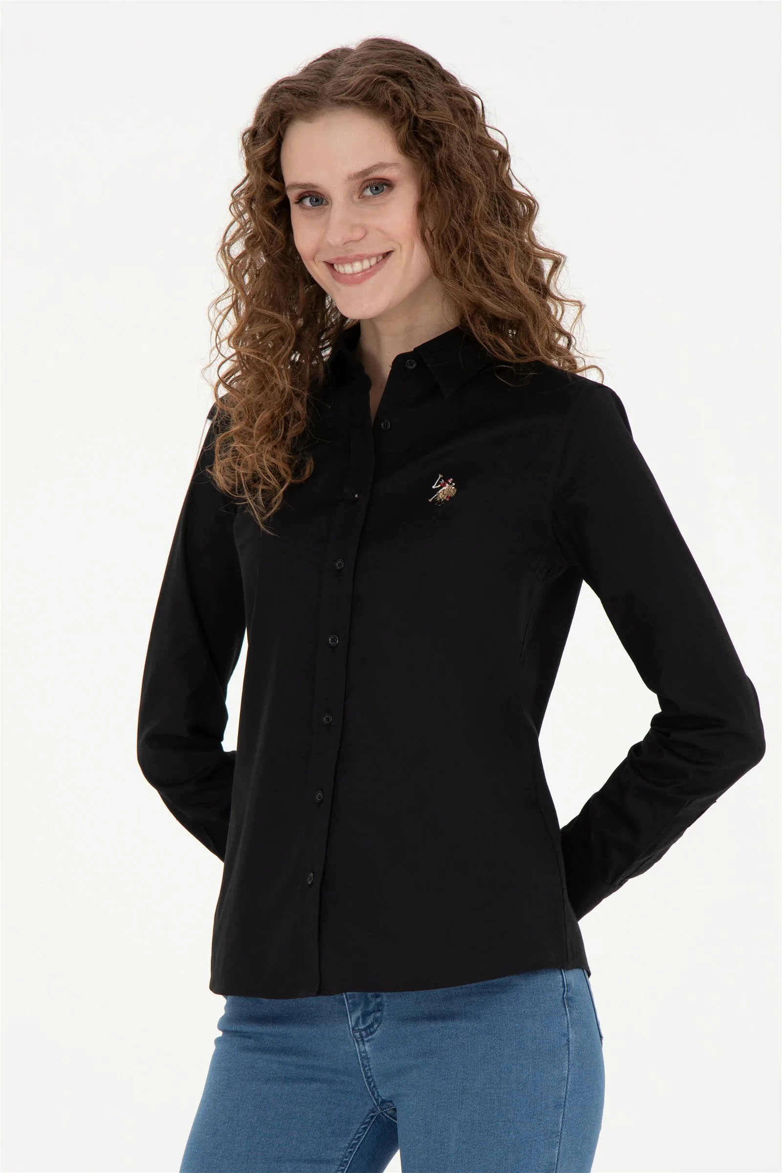 Womens Ladies Basic Shirt Black