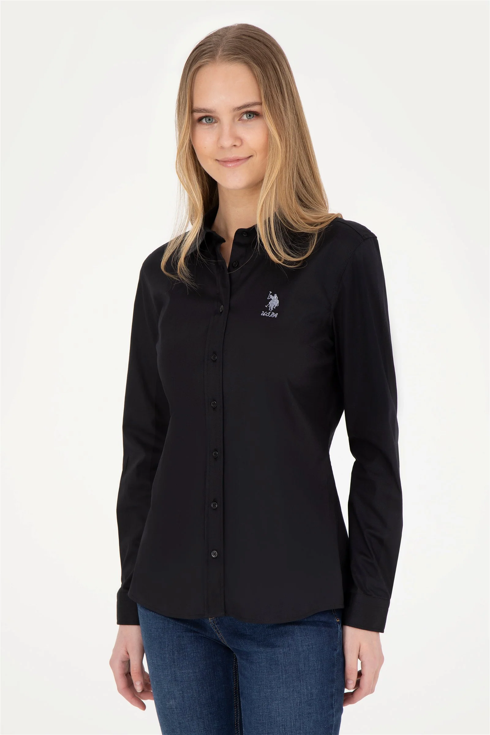 Womens Ladies Basic Shirt Black
