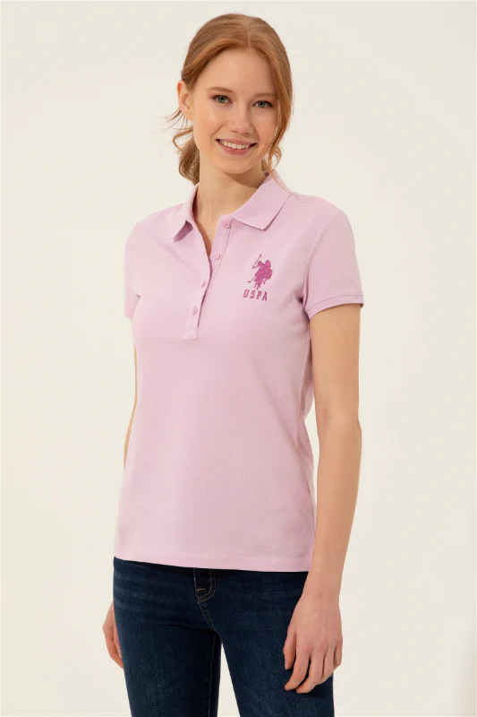 Womens Basic Polo Shirt Light Pink