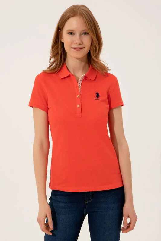 Womens Basic Polo Shirt Risk Red