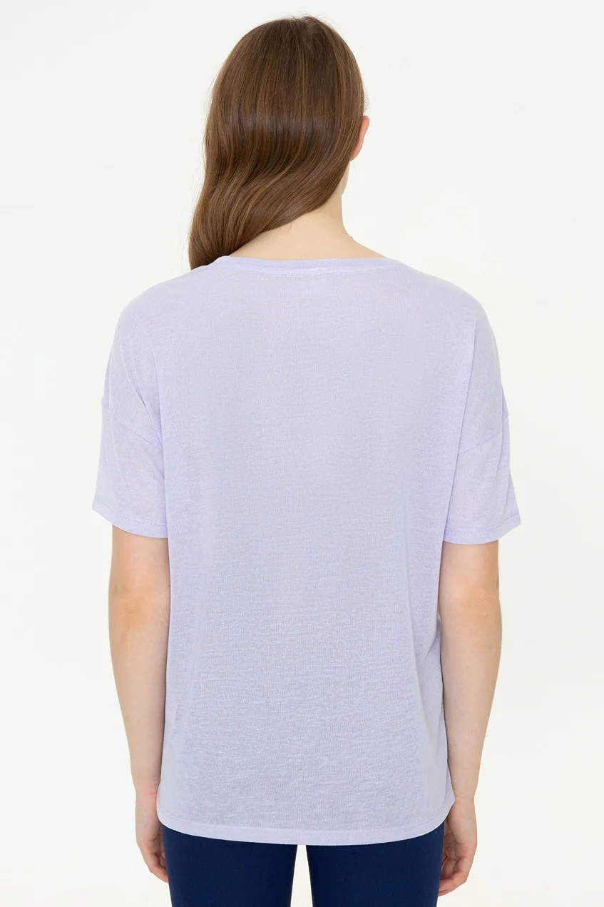 Womens Ladies T-Shirt Lilac - Image 2