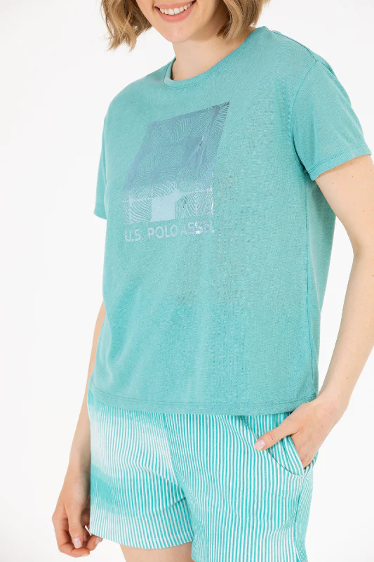 Womens T Shirt Green - Image 3