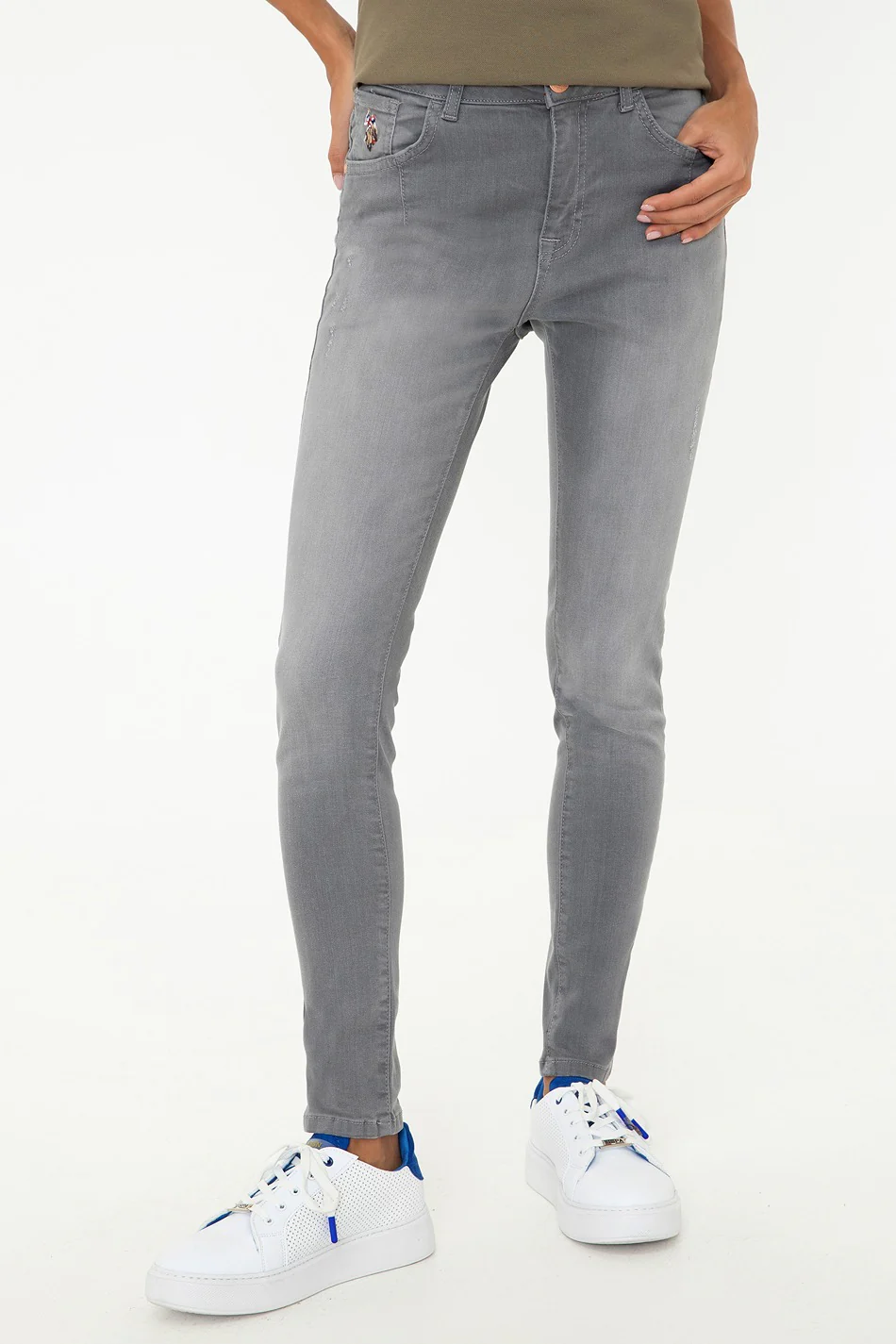Womens Ladies Jeans Grey - Image 3