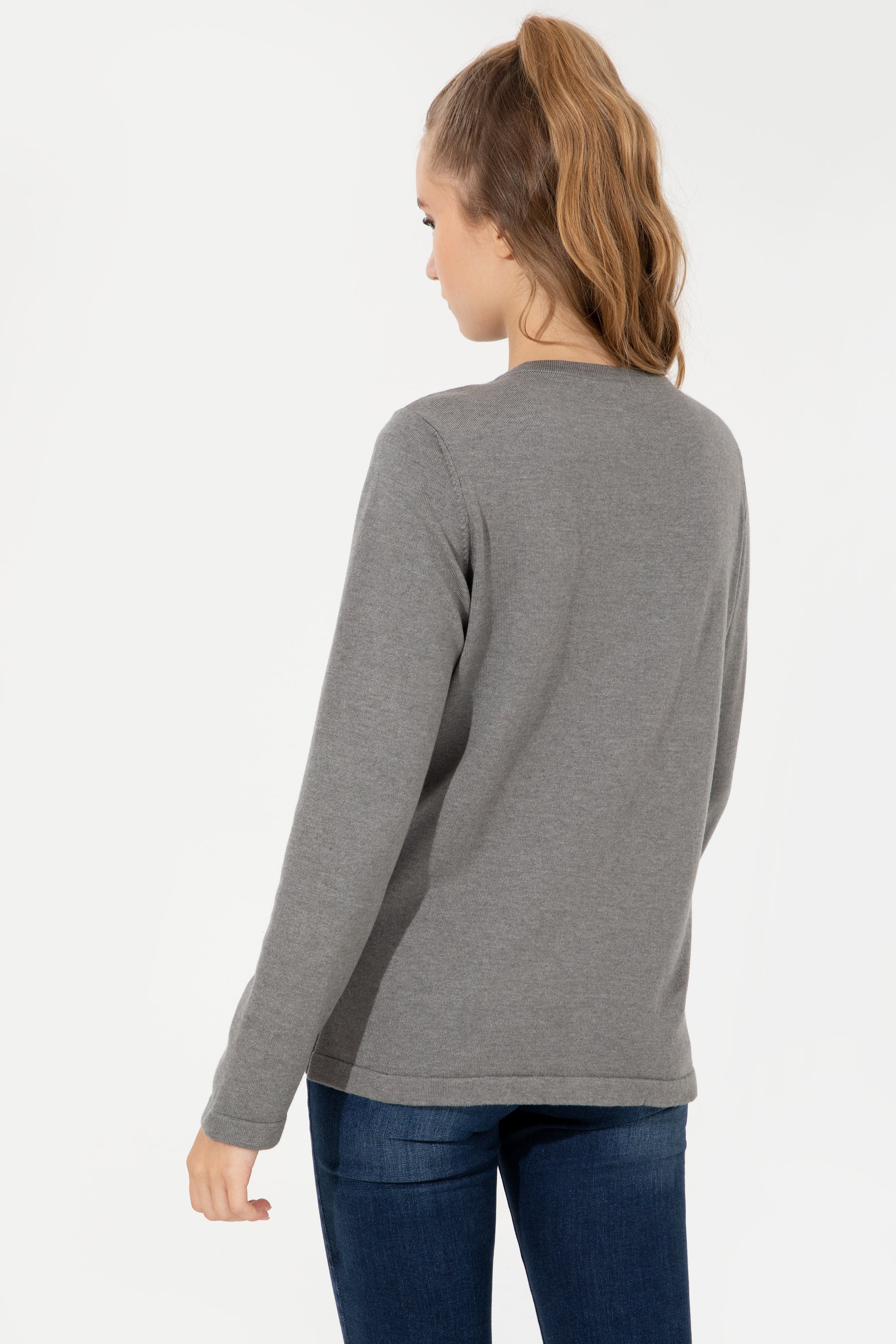 Womens Basic Knitwear Grey Melange - Image 2
